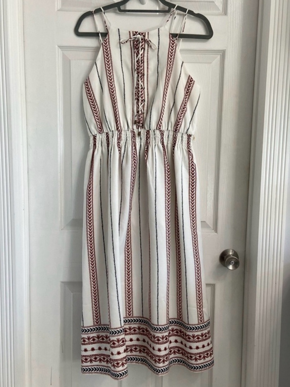 Moon River Striped Sleeveless Midi Dress Medium NWT Boho Peasant Feminine